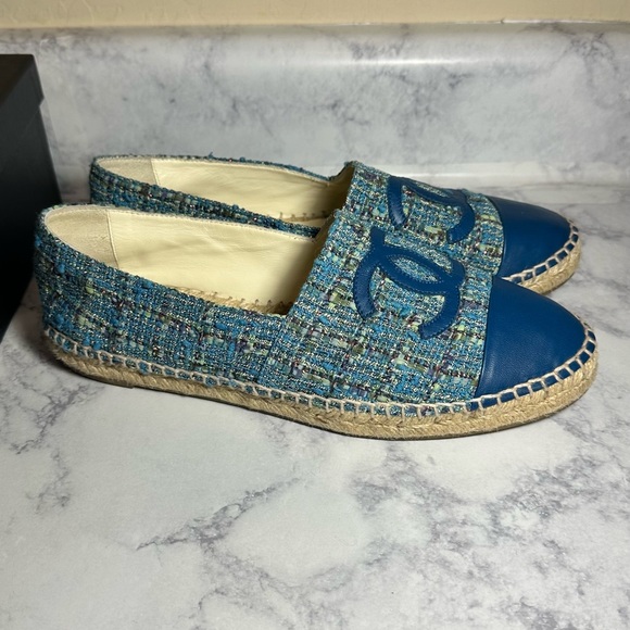 Chanel Leather & Tweed Espadrilles 40 - Picture 3 of 11